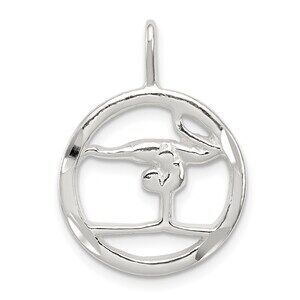 925 Sterling Silver Sports Theme Gymnastics Necklace Charm Pendant